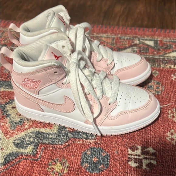Kids Jordan Pink and White Sneakers - Picture 3 of 8